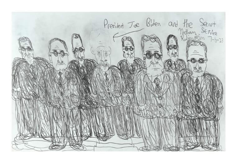 Joe Biden And The Secret Service, by artist, Nathan Rubenstein, 2023