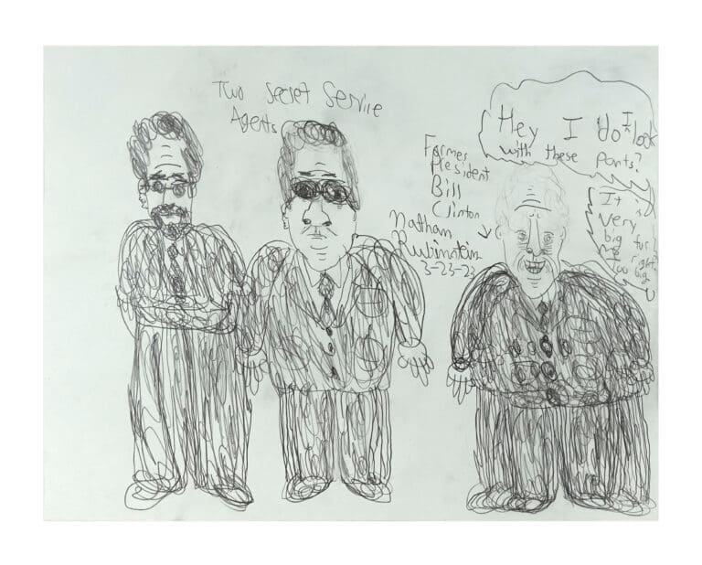 Two Secret Service Agents and Former President Bill Clinton, by artist, Nathan Rubenstein, 2023