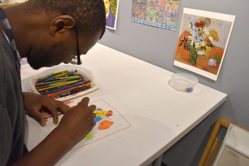 ArTech Collective artist Timotheus Davis begins a new work at AHRC NYC's Fisher Center